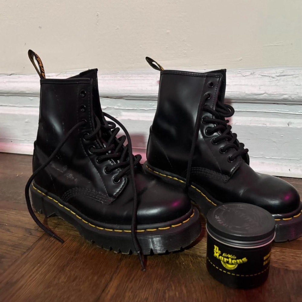 Dr. Martens Black Boots with Yellow Accents